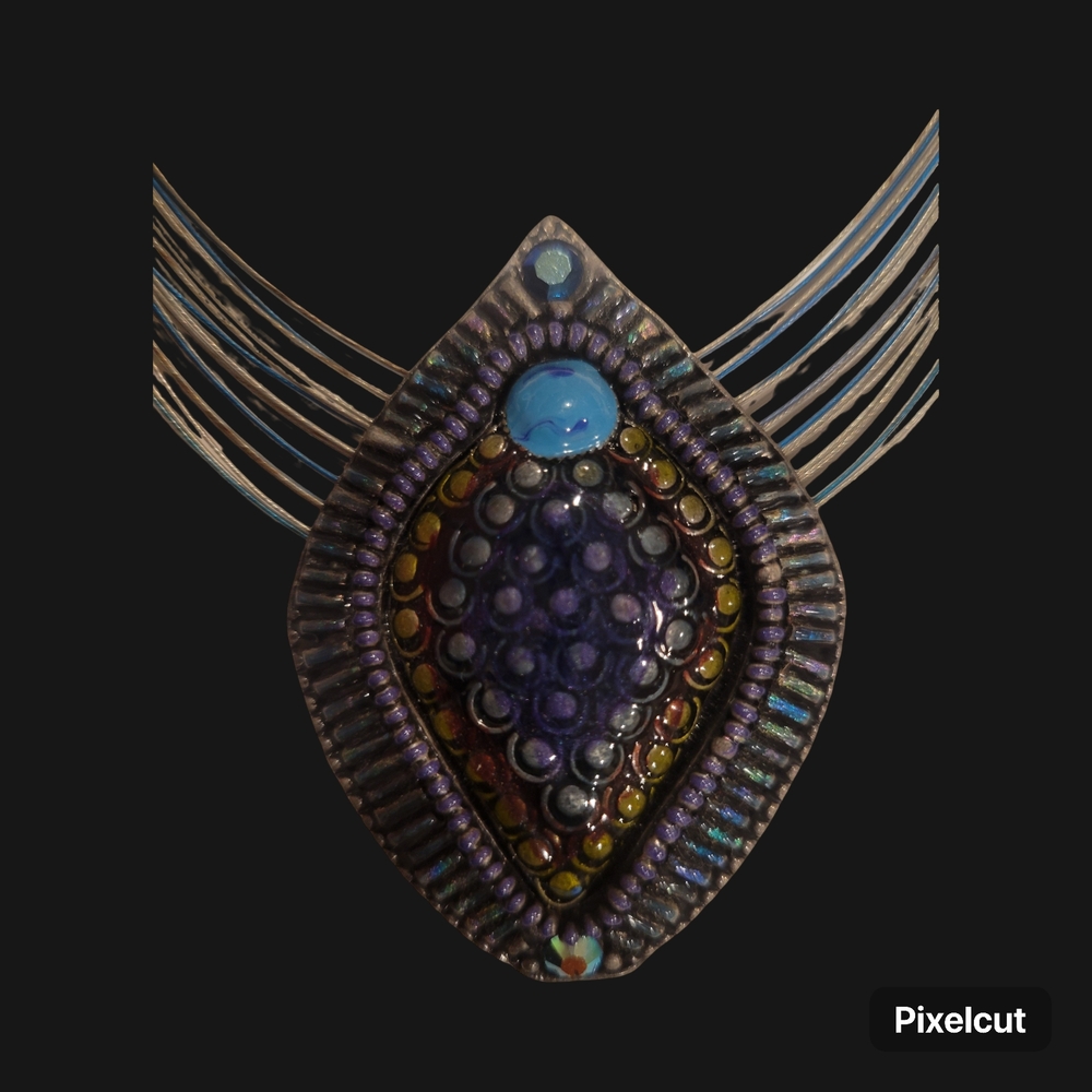 Chico's Blue and Purple Necklace with Art Nouveau Design
